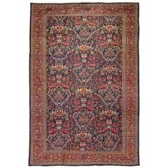 Antique Mostafi Designed Navy Mahal Carpet 