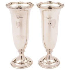 Antique Pair of Art Deco Silver Vases, Birmingham 1929
