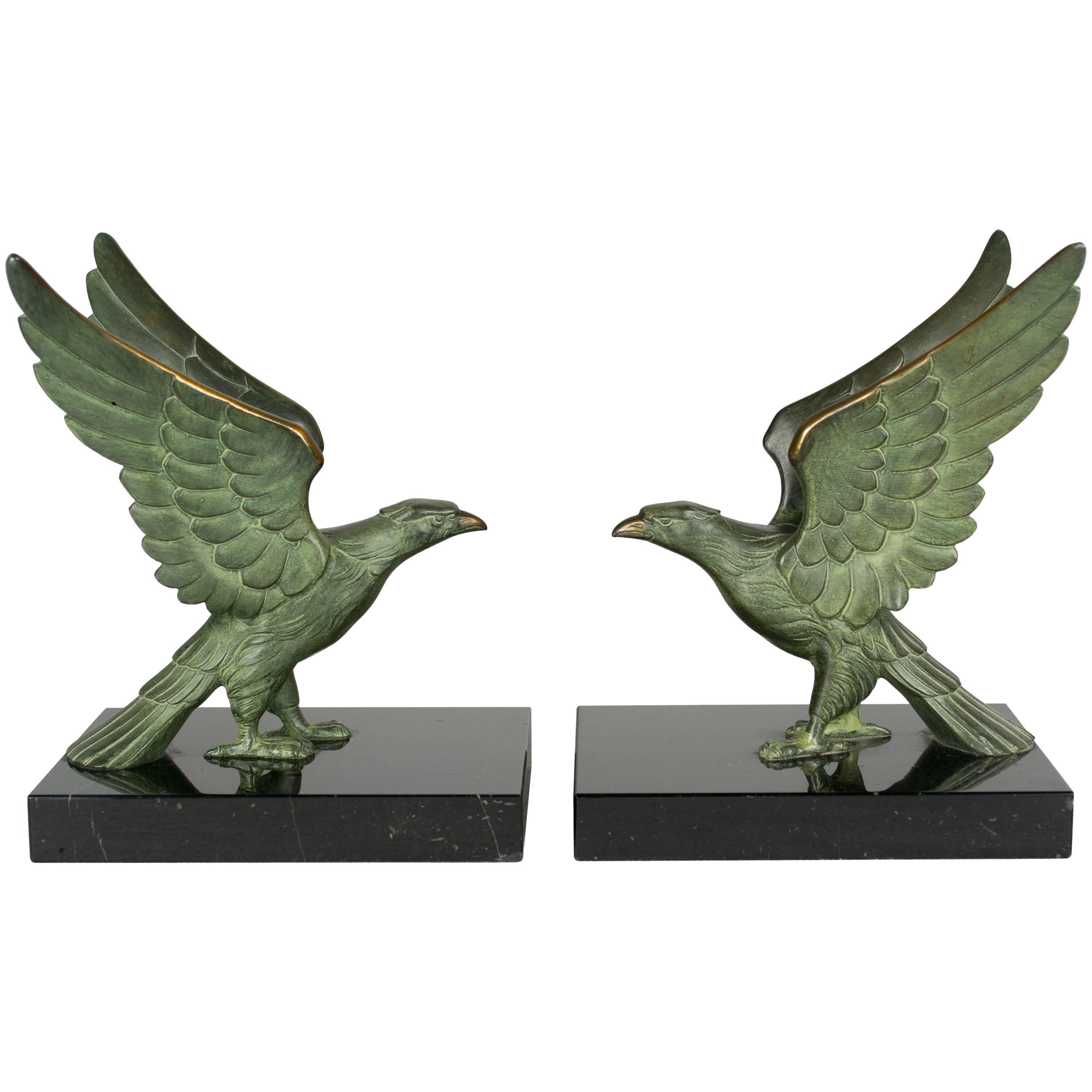 Art Deco Bronze Falcon Bookends
