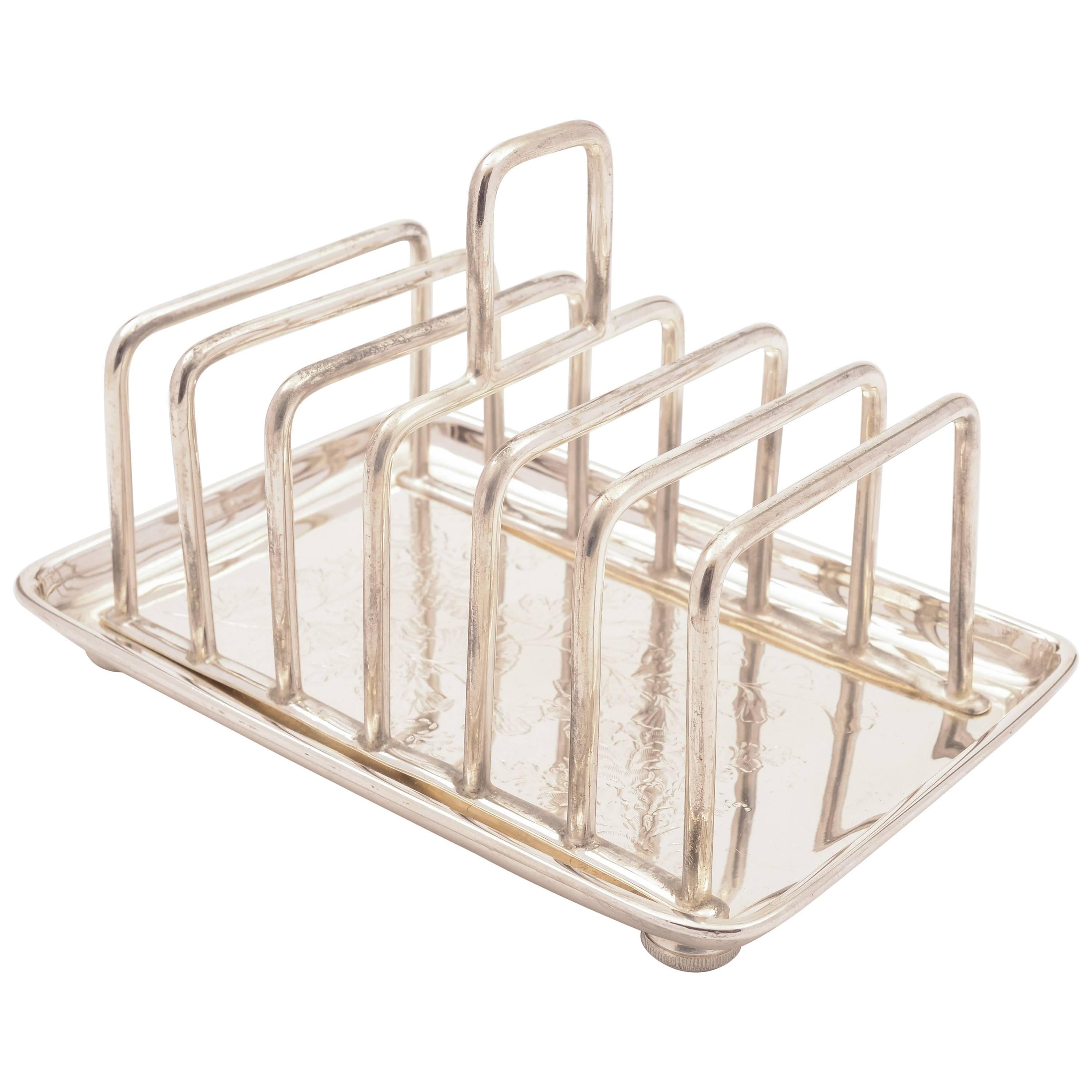 Victorian Silver Plated Toast Rack, May 1881 For Sale