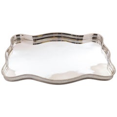 Antique Oblong Silver Plated Gallery Drinks Tray, circa 1920