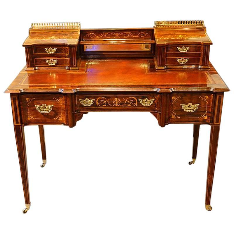 Edwardian Inlaid Rosewood Desk by James Shoolbred & Co For Sale