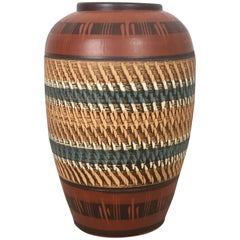 xxl 36cm Vintage Handmade Ceramic Pottery Floor Vase, Germany, 1960s