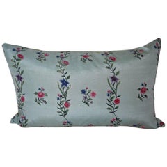 18th Century Chinese Hand-Painted with Flowers Silk Pillow