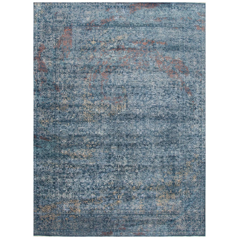 21st Century Blue Transitional Indian Rug at 1stDibs