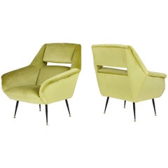 Pair of 1950s Italian Lounge Chairs Attributed to Gigi Radice for Minotti