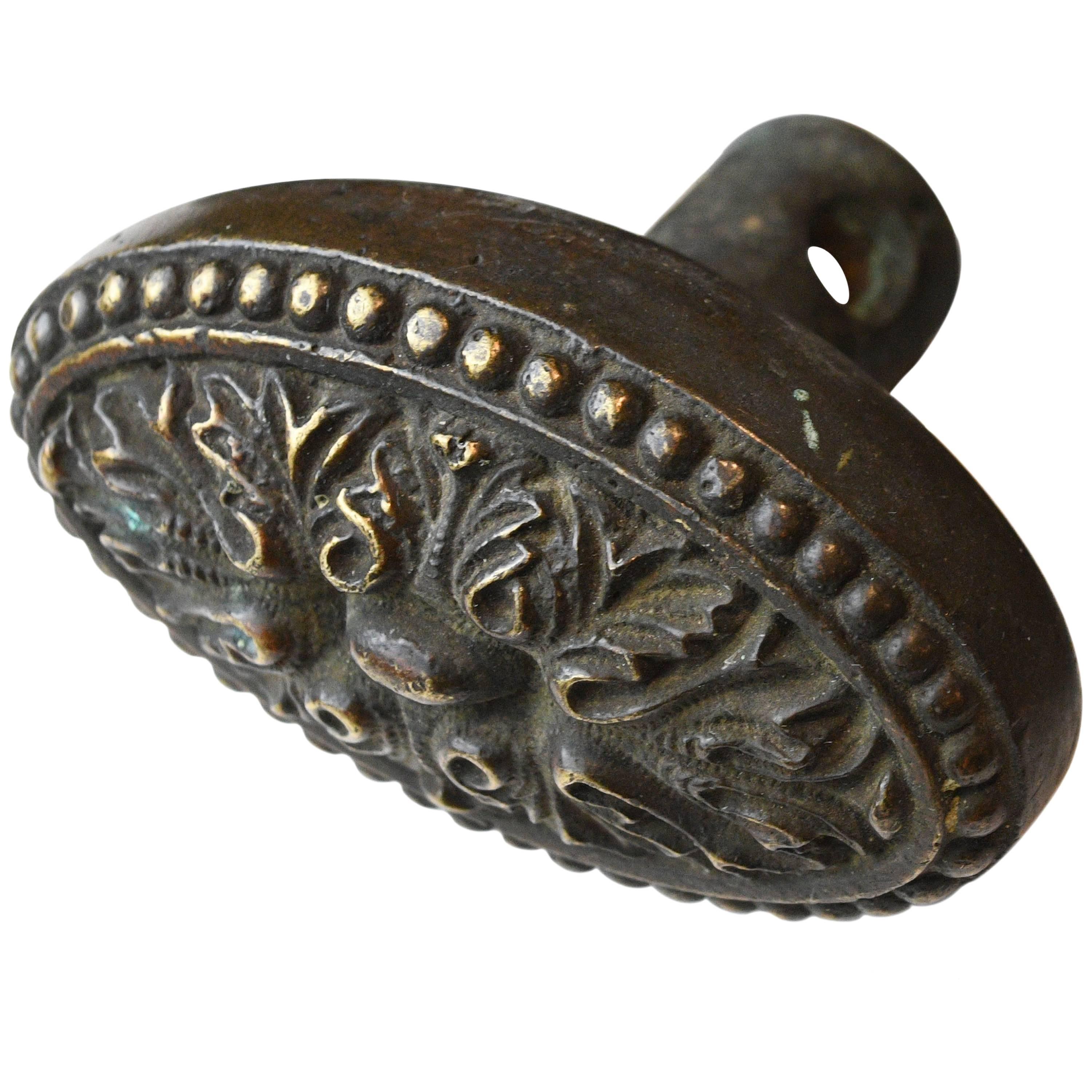 Rococo Brass Oval Door Knob For Sale