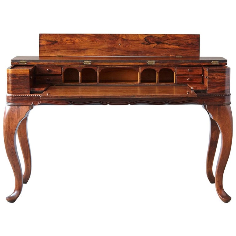 Late 19th Century Queen Anne Style Rosewood Spinet Desk For Sale