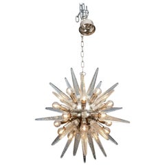 Small Nickeled Brass and Murano Glass Sputnik Chandelier