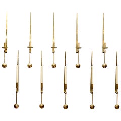 Brass Pendulum Wall Sconces by Pierre Forsell for Skultuna