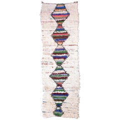 Vintage Moroccan Boucherouite Rug Berber Runner with Abstract Design