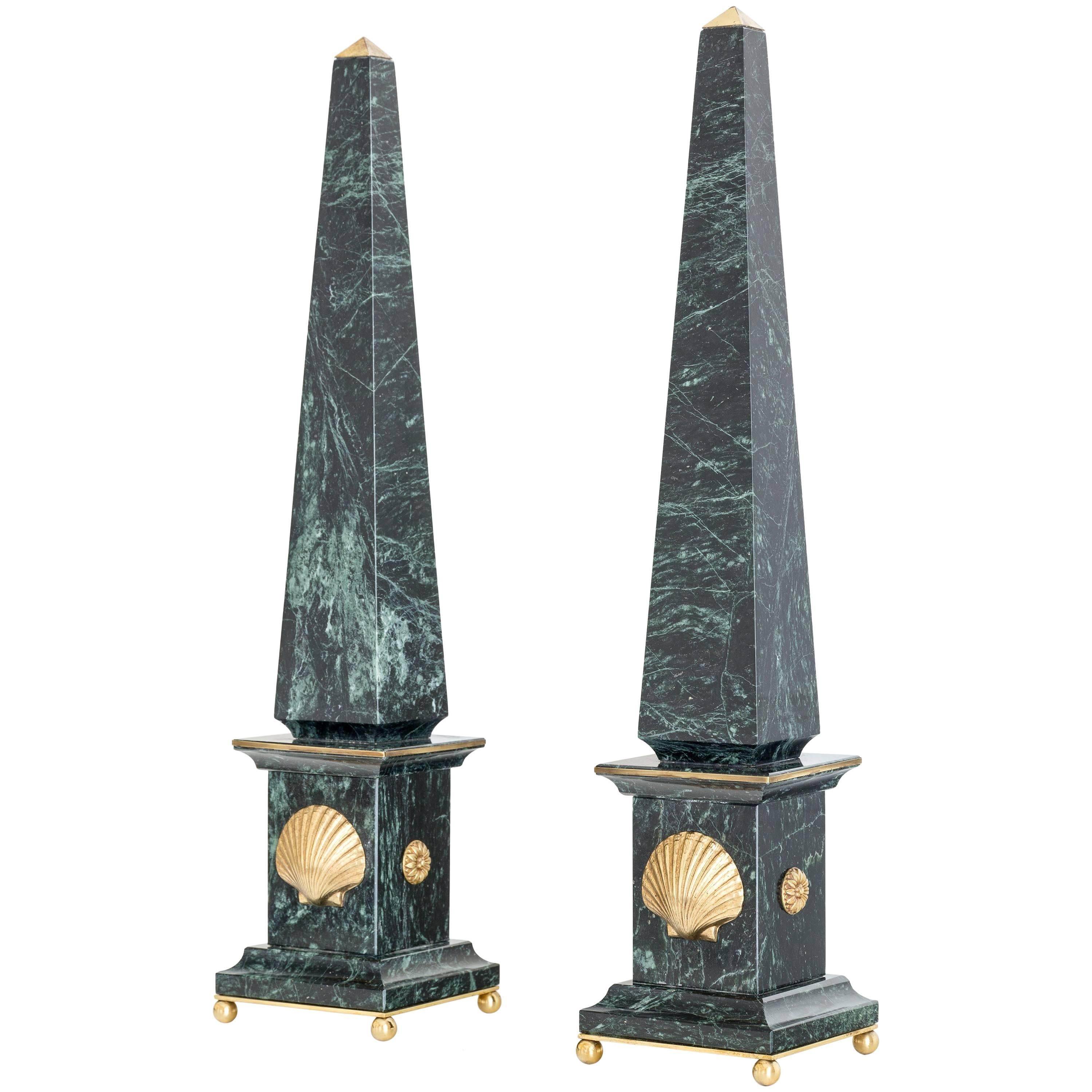 Pair of Italian Marble and Bronze Obelisks " Venere", Limited Edition, 2017 