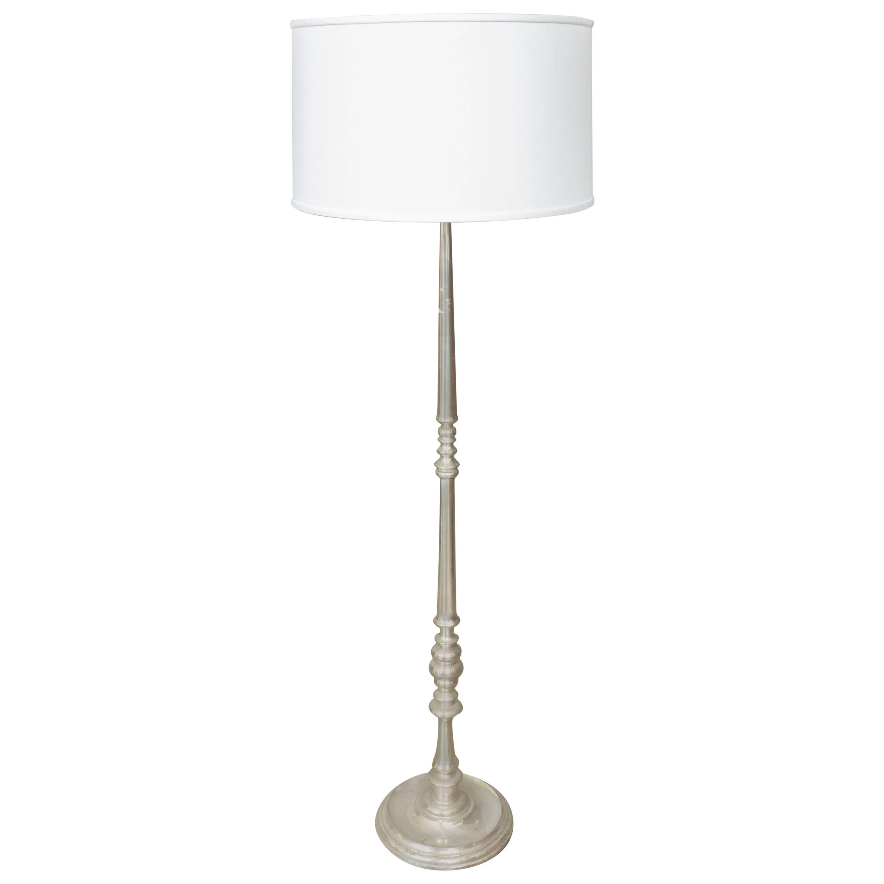 Midcentury French Silver Plated Floor Lamp