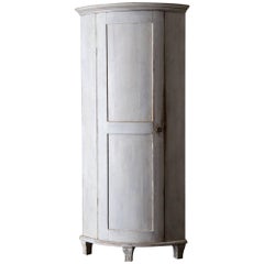 Antique Cabinet Corner Swedish Gustavian White Neoclassical 19th Century Swedish
