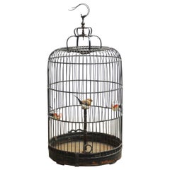 Vintage Chinese Domed Bamboo Bird Cage 