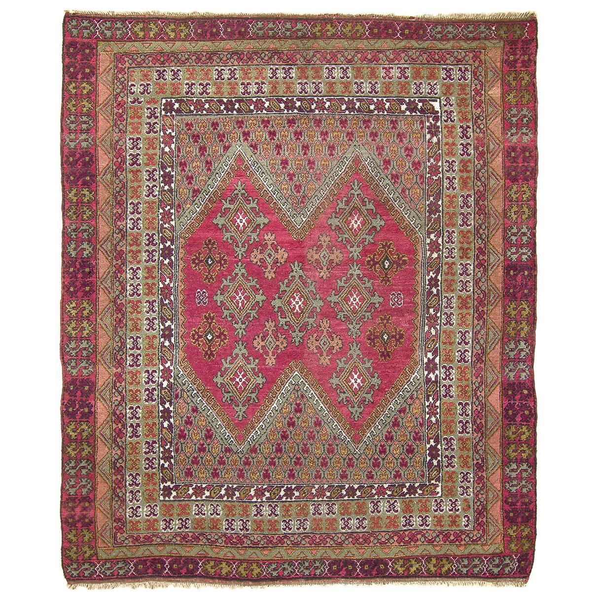 Vintage Oushak Carpet Trans Moroccan Vibe For Sale