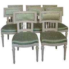 Set of Eight Swedish Dining Chairs with Neoclassical Elements