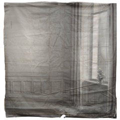 Large Linen Grisaille Painted Swedish Theatre Set Backdrop, circa 1930
