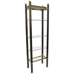 Paul M Jones Bronze Brass Glass Illuminating Modern Etagere Curio Display Shelf