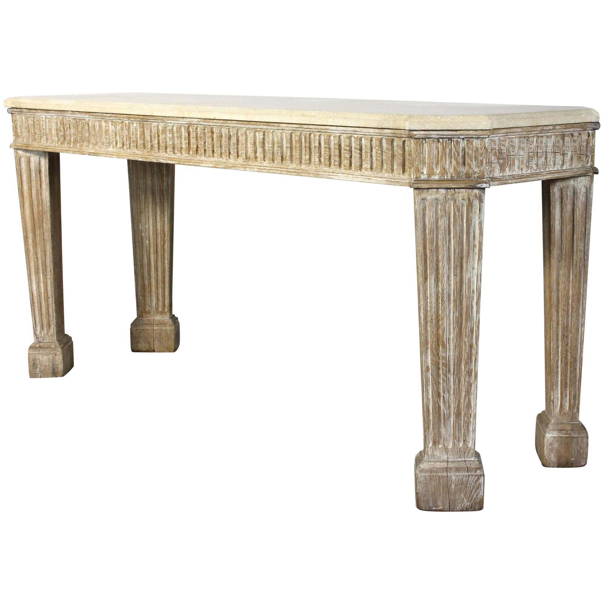 Large Limed Oak Console Table For Sale