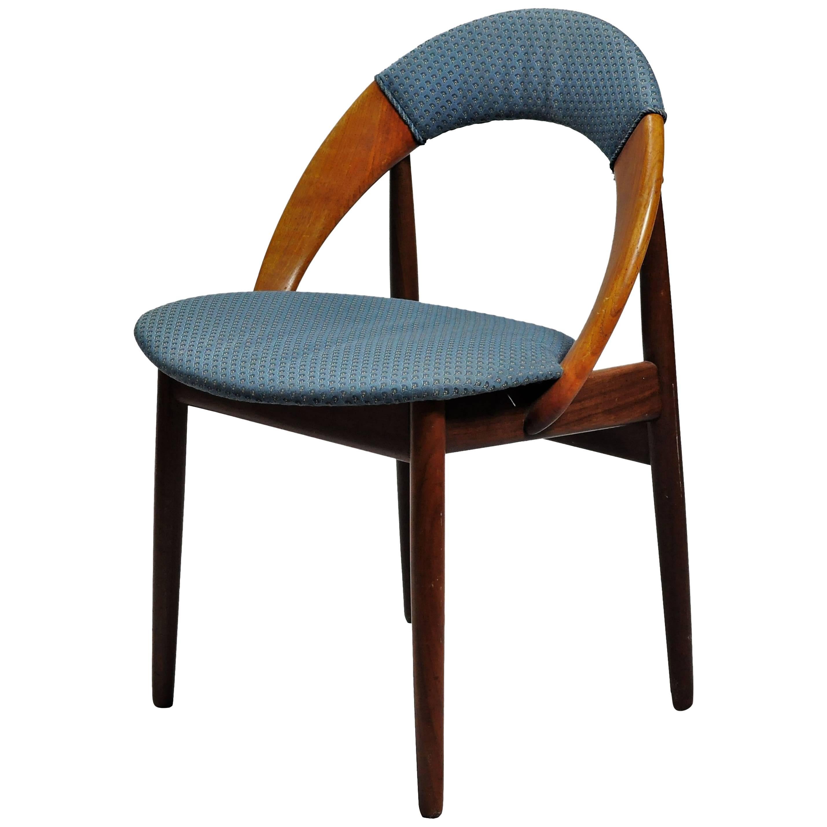 1960s Arne Hovmand-Olesen Side Chair in Teak and Fabric