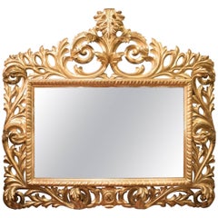 Carved Gilded Wooden Mirror from France, 19th Century, Napoleón III