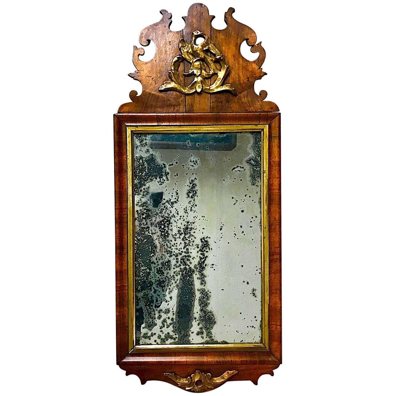 18th Century Queen Anne Period Mirror with Phoenix Design