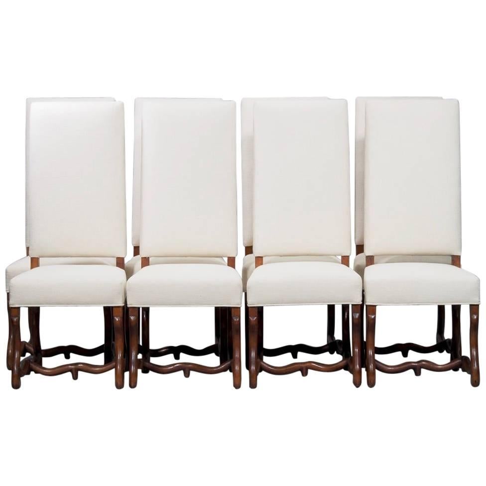 Set of Eight Newly Upholstered Os de Mouton Chairs