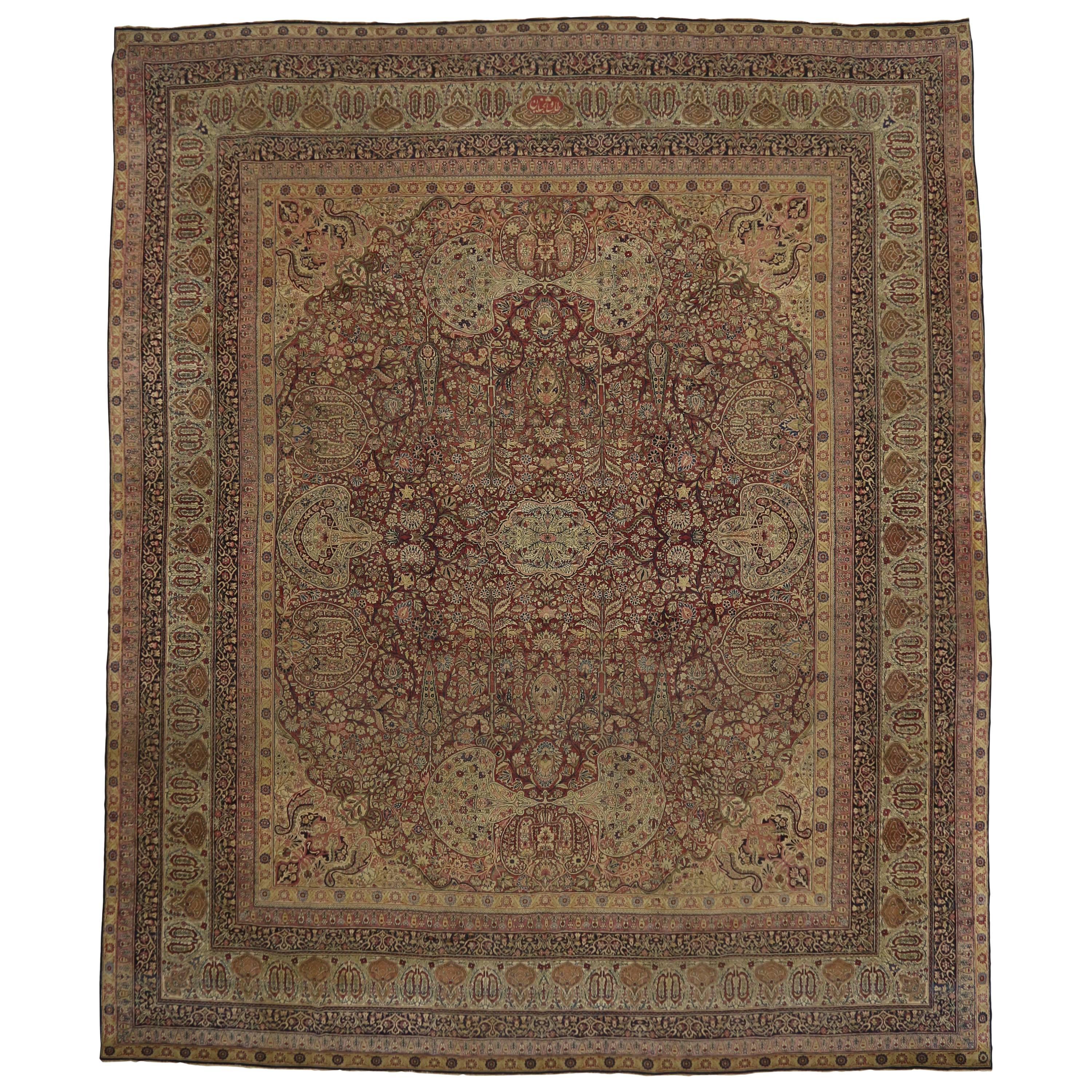 1880s Oversized Antique Persian Kermanshah Rug, Hotel Lobby Size Carpet For Sale