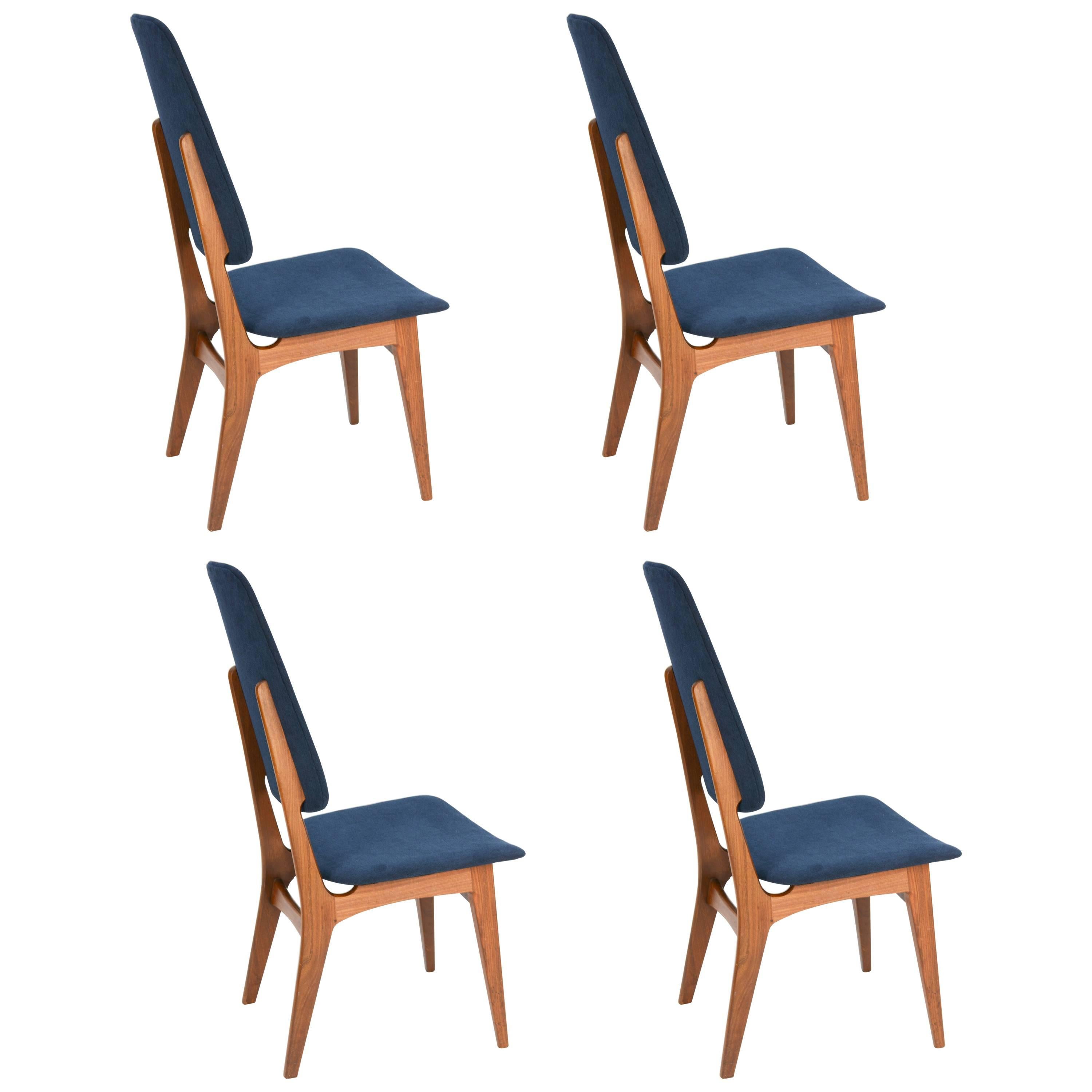 Set of Four Sorheim Bruk's Afromosia High Back Dining Chairs of Norway