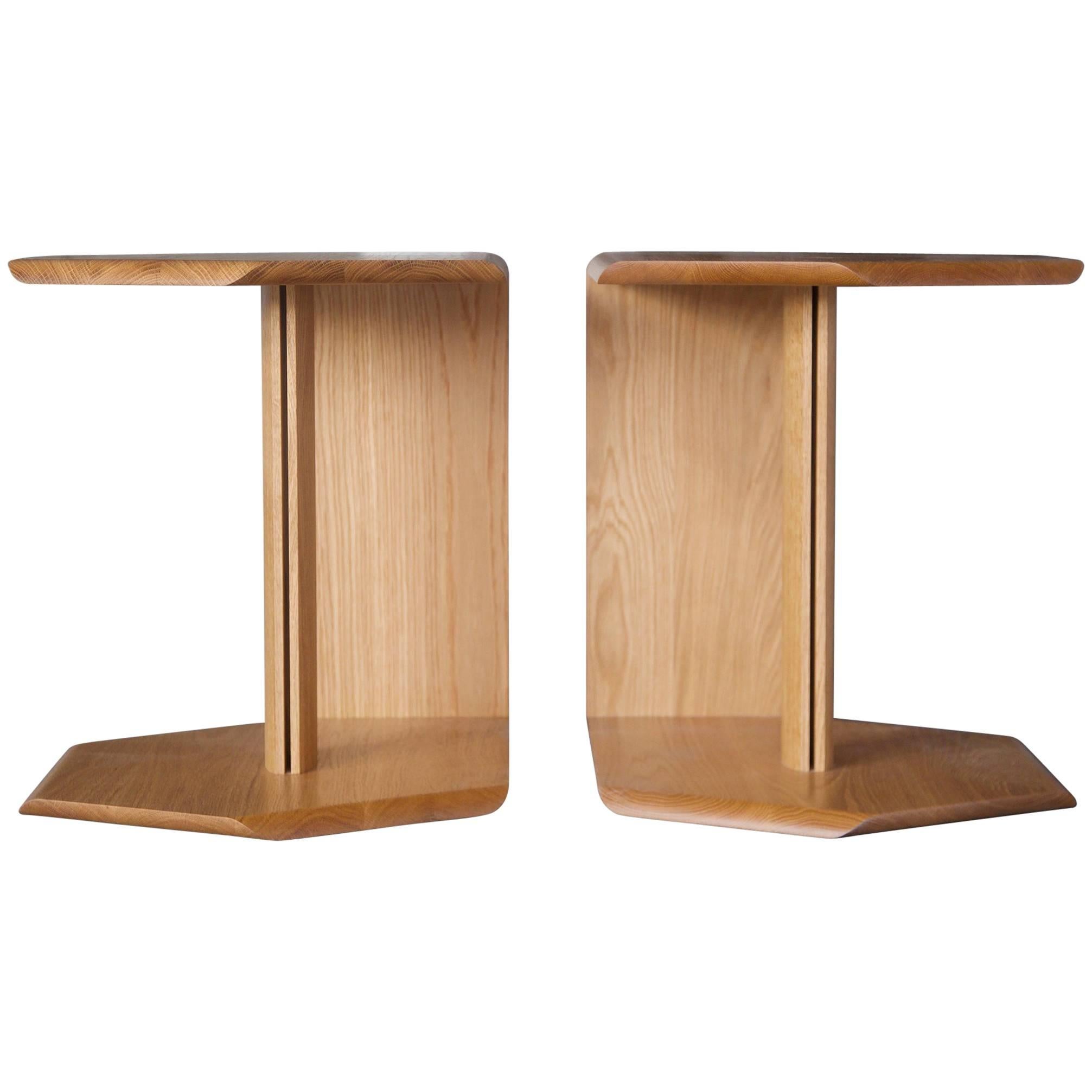 Geometric Solid Wood Reflecting Side Tables by BELLBOY For Sale