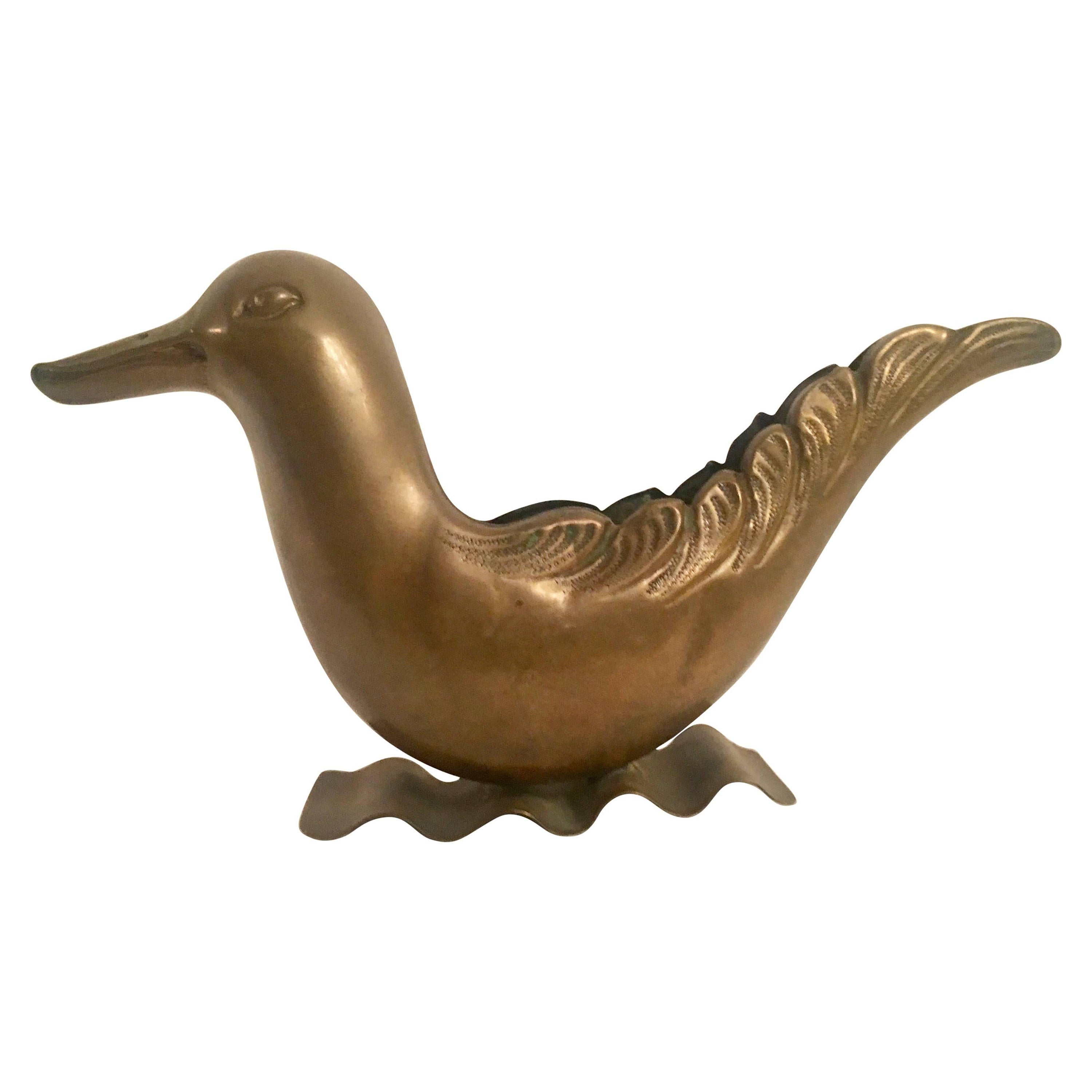 Brass Bird Urn Vase For Sale