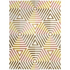 Kinder Modern Bone Reverse Zebra Rectangular Area Rug in New Zealand Wool