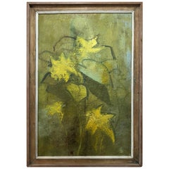 Mid Century Signed Abstract Still Life Titled "Spring Flowers"