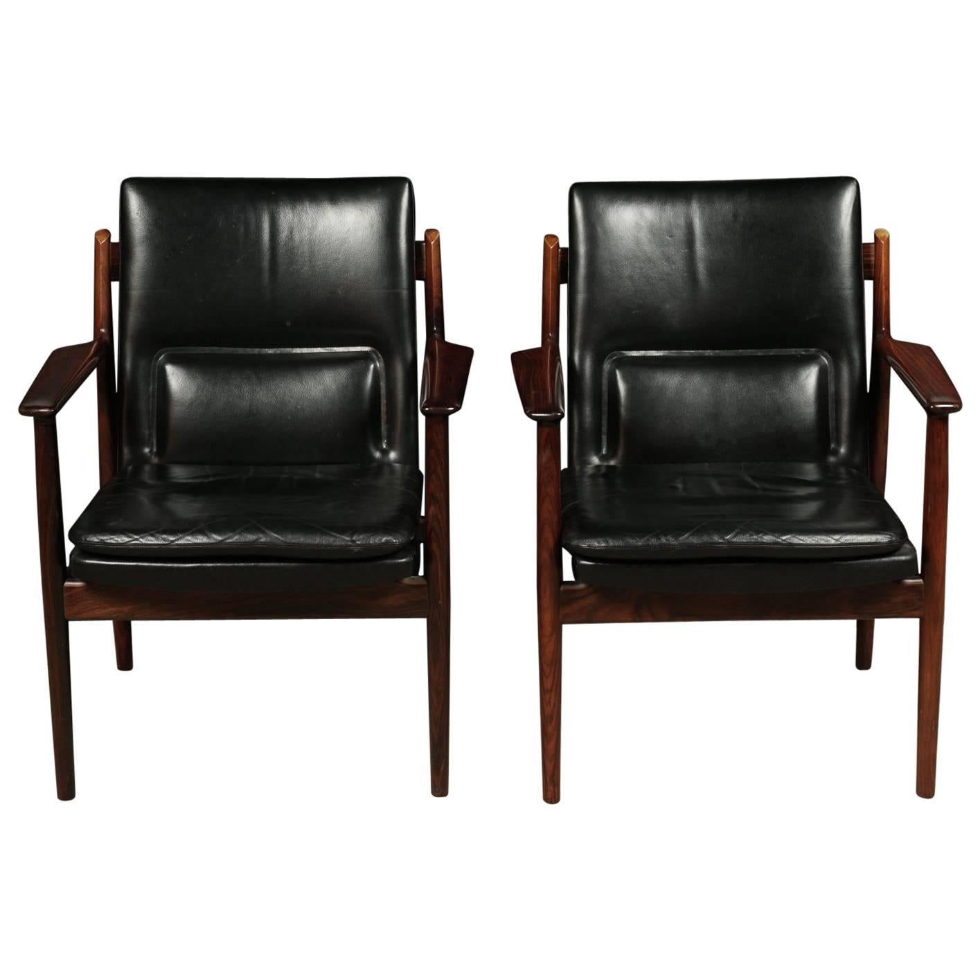 Pair of Lounge Chairs From Denmark, Designed by Arne Vodder, circa 1960