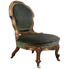Small Antique Regency English Nursing Chair, Walnut, Salon, circa 1820