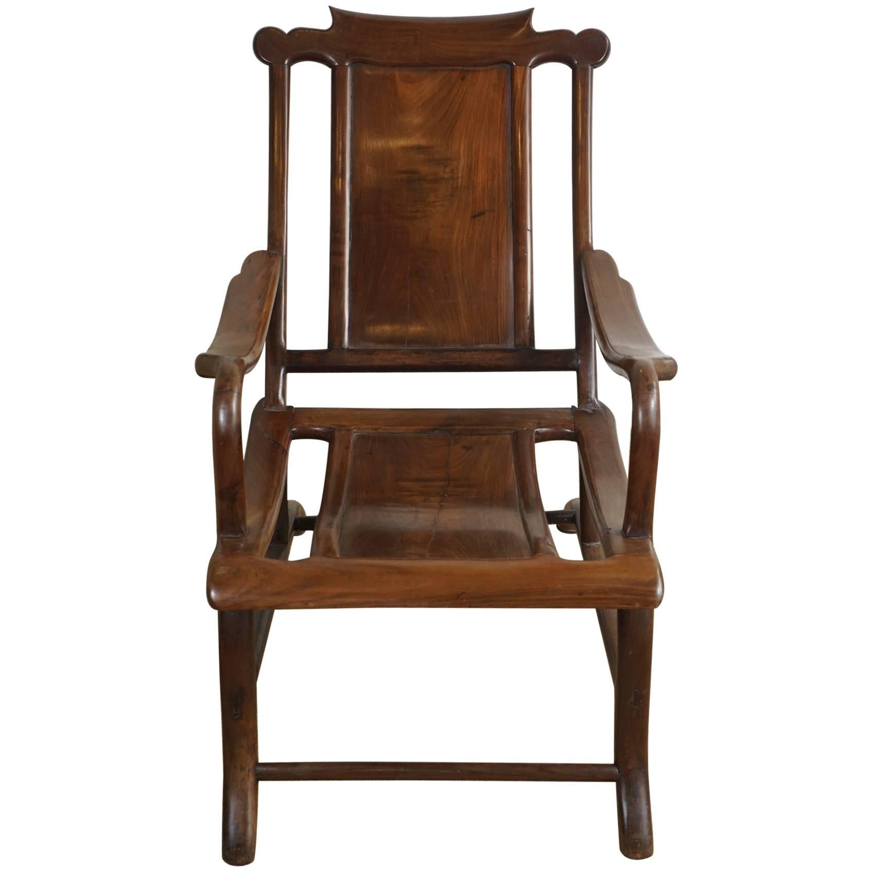 Chinese Plantation Chair in Walnut For Sale