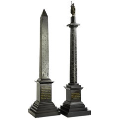 Antique Pair of Rare Grand Tour Models of the Marcus Aurelius Column and Solar Obelisk