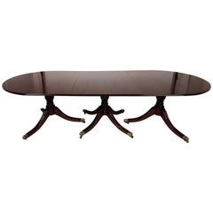 Superb Early 20th Century Regency Style Triple Pillar Mahogany Dining Table
