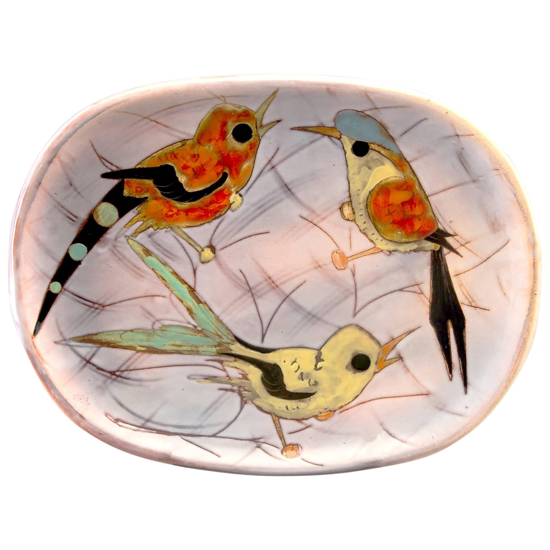 Midcentury Vallauris Platter with Birds