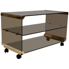 Brass and Smoked Glass Side Tables by Pierangelo Galotti