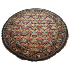 Vintage Round Green William Morris Inspired Rug