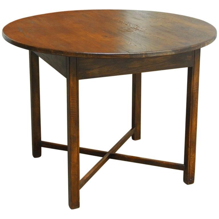 19th Century Round English Oak Tavern Center Table