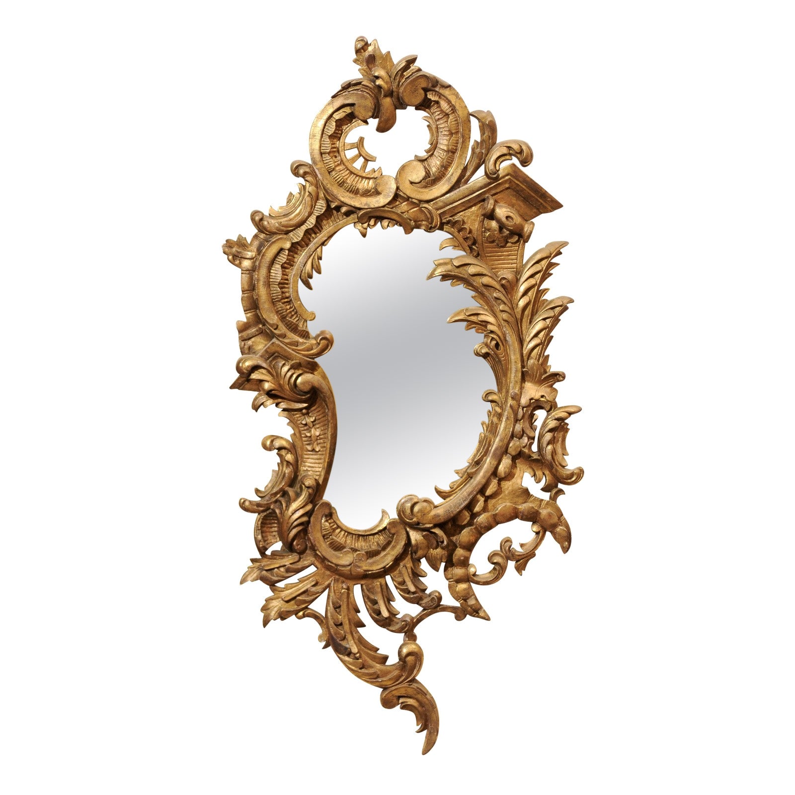 Mid-19th Century Italian Giltwood Rococo Style Mirror