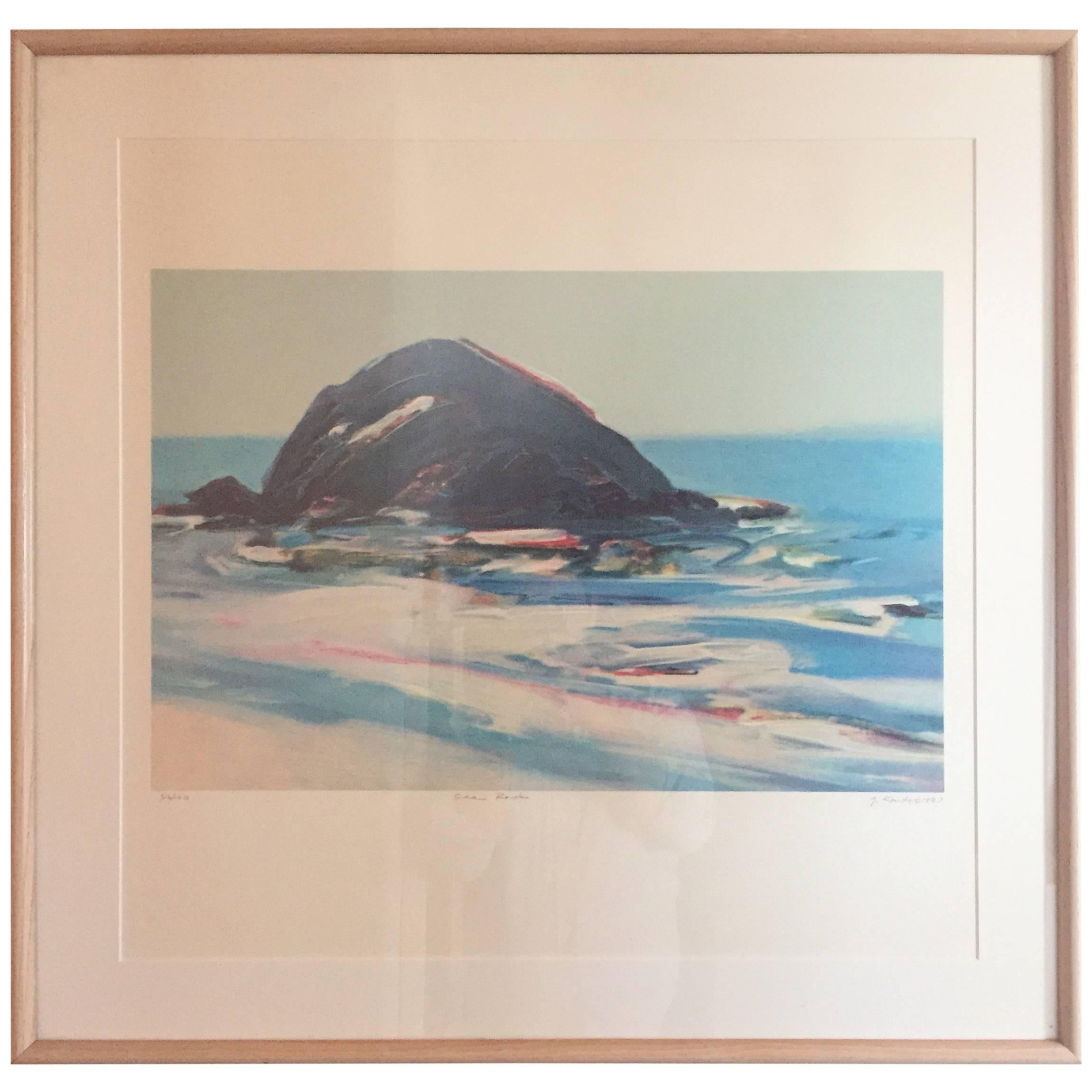 Gregory Kondos Framed "Sea Rock" Print For Sale