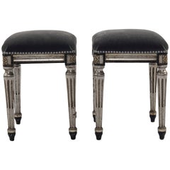 Pair of Louis XVI Silver Giltwood Tabourets