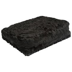Natural Black Cashmere and Recycled Astrakhan Fur and Leather Clean Pillow