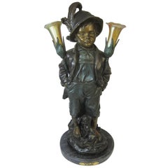 Alpine Boy, Haubner Bronze Table Lamp