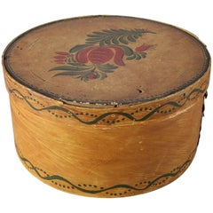 Antique Folk Art Grain & Paint Decorated Shaker Pantry Cheese Box, 19th Century