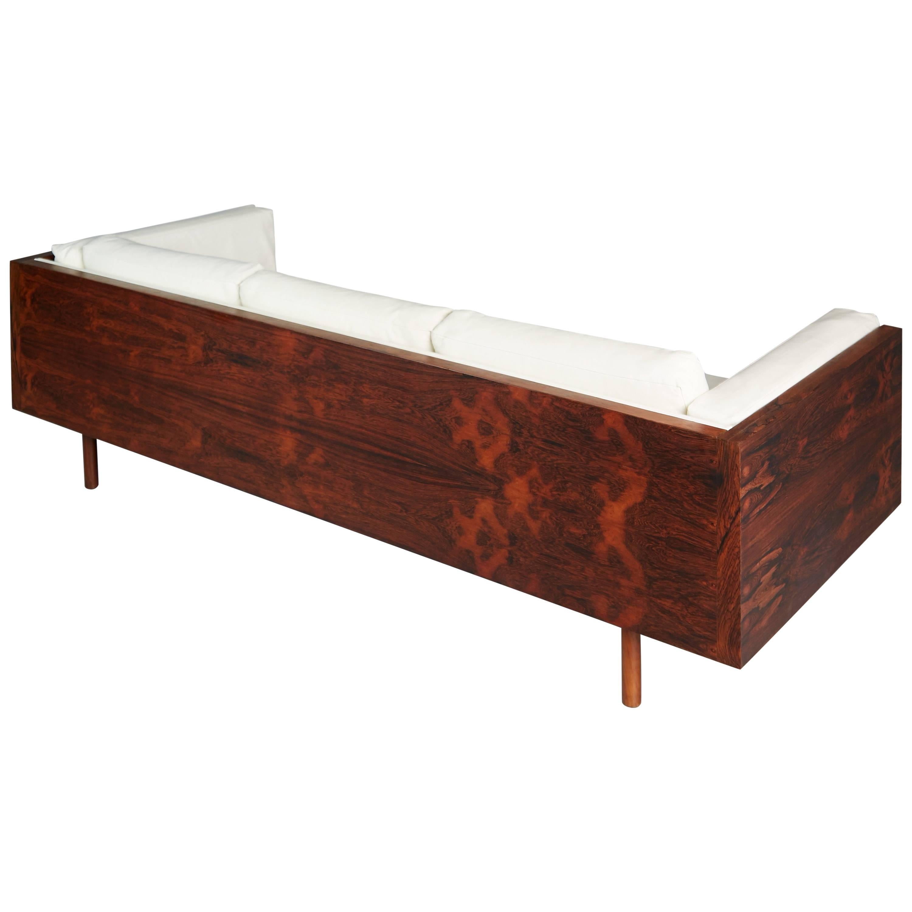 Rosewood and Leather Case Sofa by Milo Baughman for Thayer Coggin, circa 1960